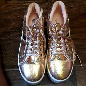 Rose gold platform sneakers